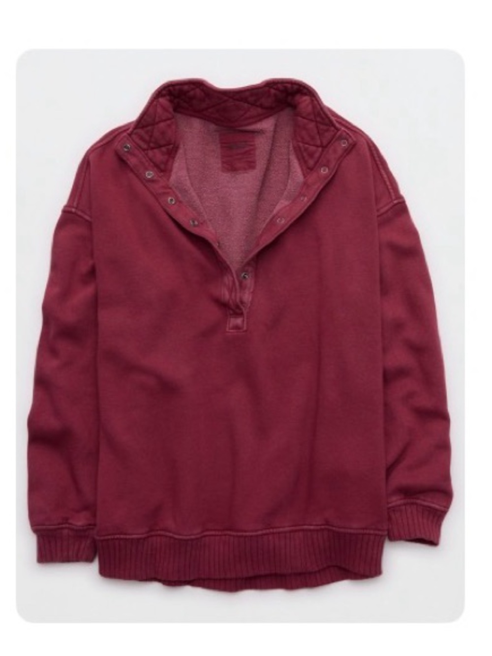 Aerie women's oversized Quarter-Snap Pullover Sweater - Burgundy